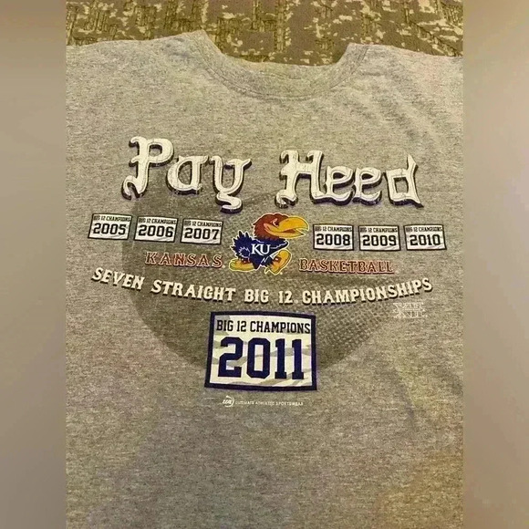 Kansas Jayhawks 2011 Big 12 Champs Short Sleeve size 2XL color Grey - Picture 2 of 4